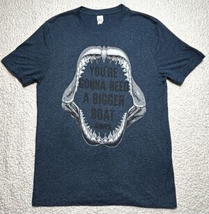 Jaws Mens Blue T-Shirt You're Gonna Need A Bigger Boat Shark Teeth Size M